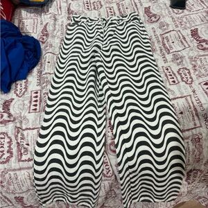 Black and White Striped Women's Jeans